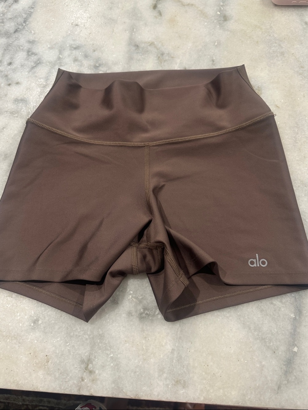 ALO Yoga High-Waist Brown Bike Shorts